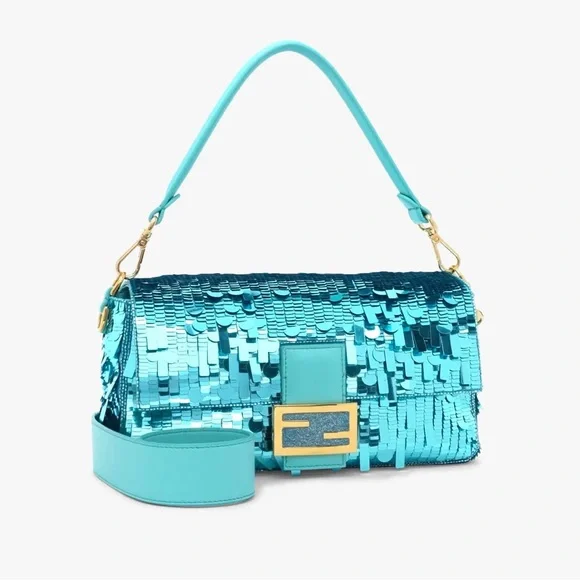 Fendi Turquoise Sequin Baguette *RARE & SOLD OUT* - Picture 6 of 15